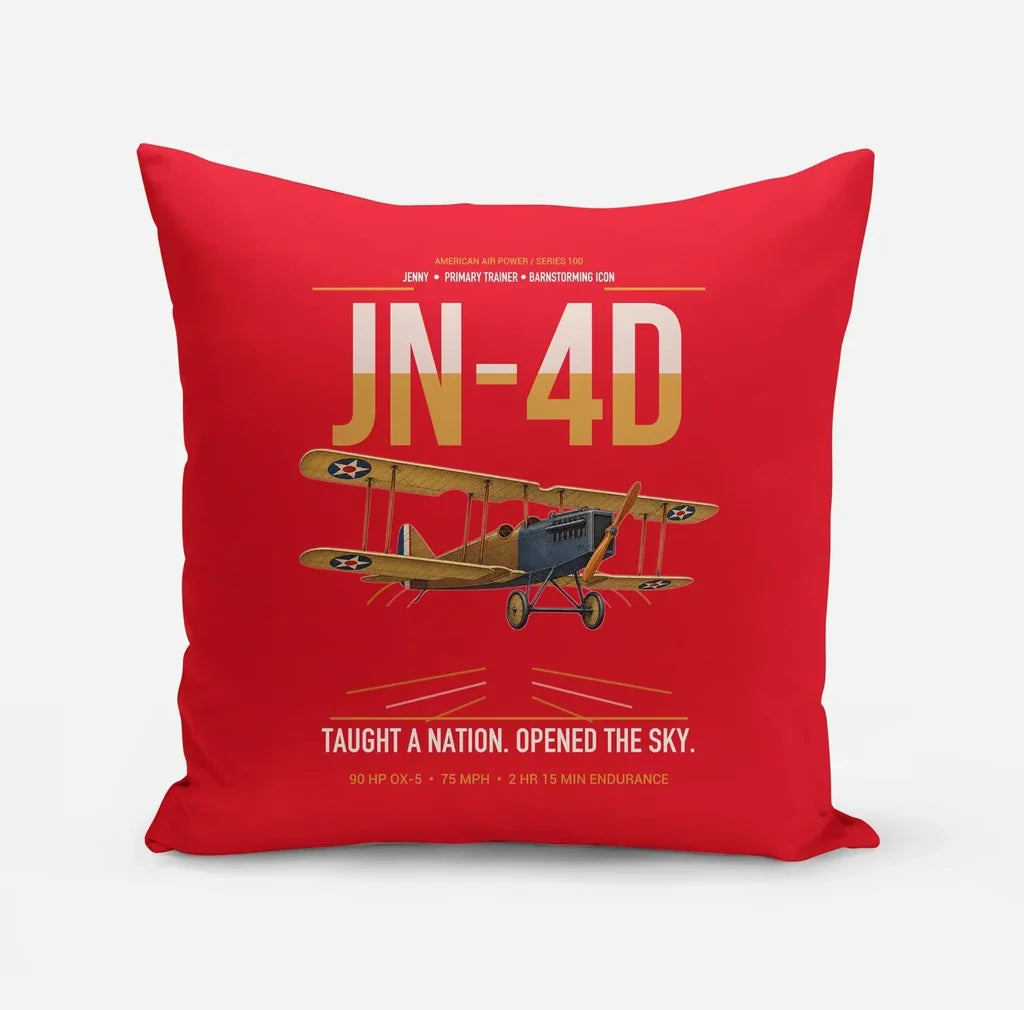 Curtiss JN-4D Jenny design on red pillow