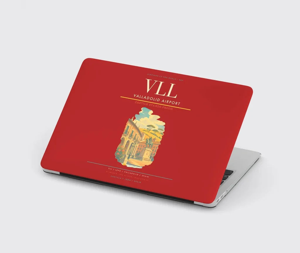 Valladolid Airport (VLL) design on red MacBook case