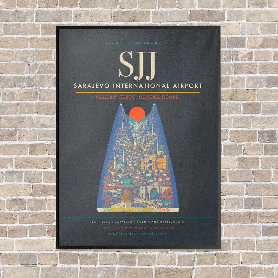 Sarajevo International Airport SJJ - Canvas Framed - Gray