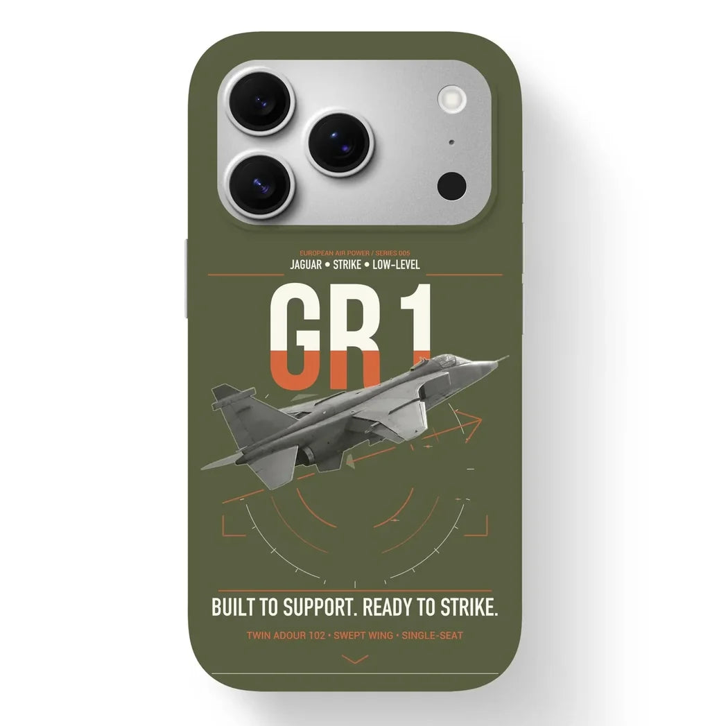 SEPECAT Jaguar GR1 design on green army magsafe iphone case, for iPhone 17 Pro