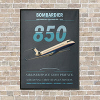 Thumbnail for Bombardier Challenger 850 vertical canvas print - framed - gray background