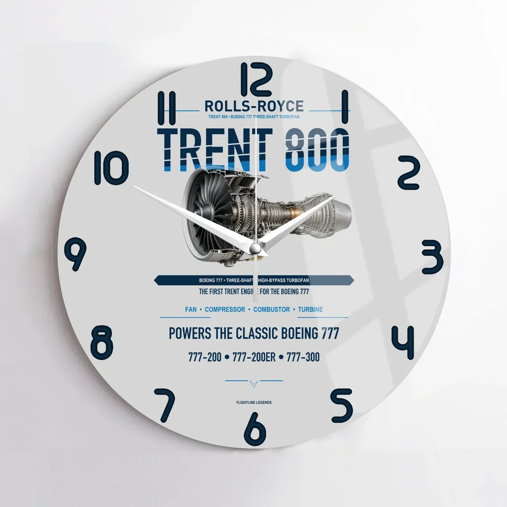 TRENT 800 design on light gray no frame wall clock