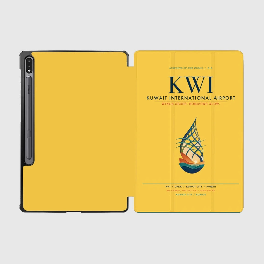 Kuwait International Airport (KWI) design on yellow samsung tablet tablet case
