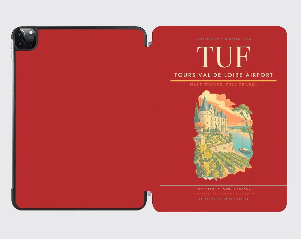 Tours Val de Loire Airport (TUF) design on red ipad tablet case