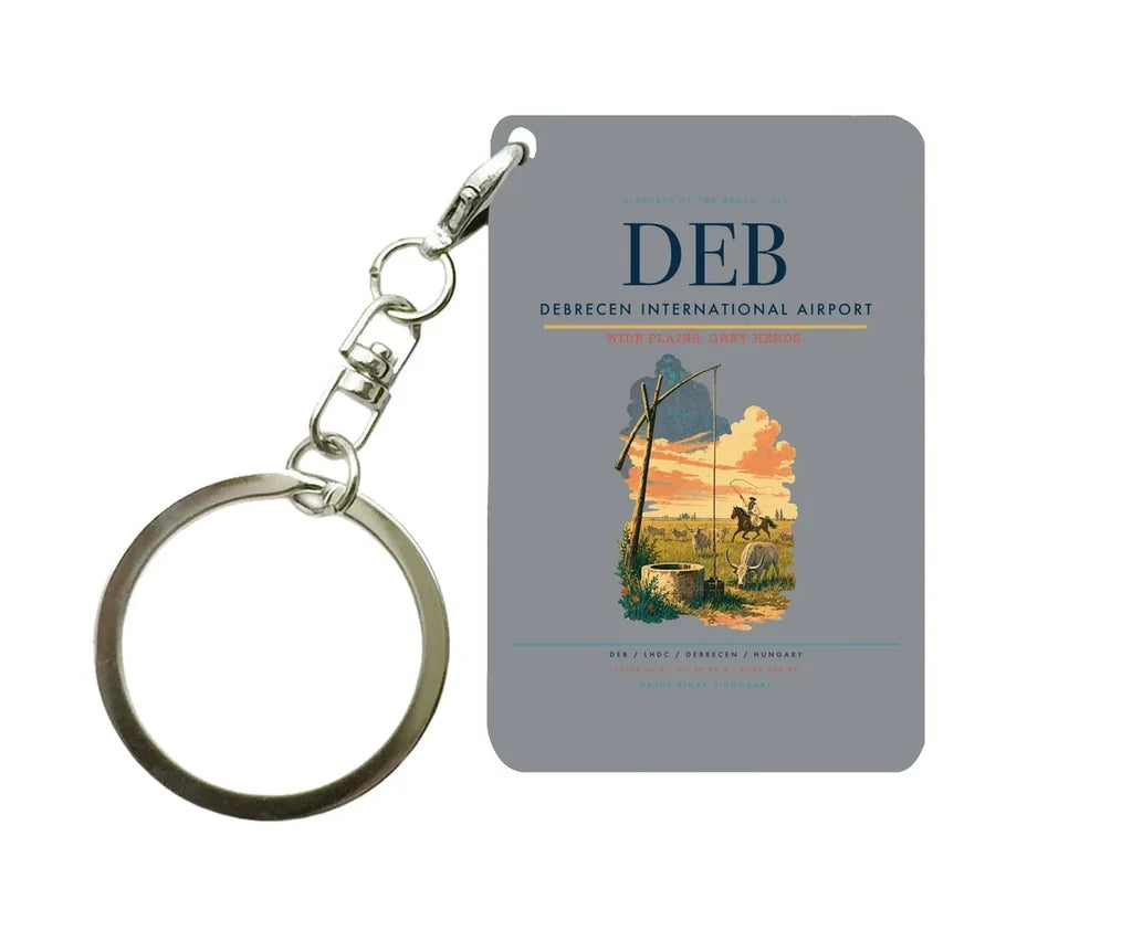 Debrecen International Airport (DEB) design on gray key chain