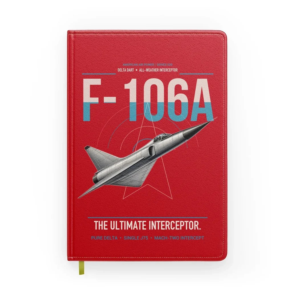 F-106A Delta Dart design on red notebook