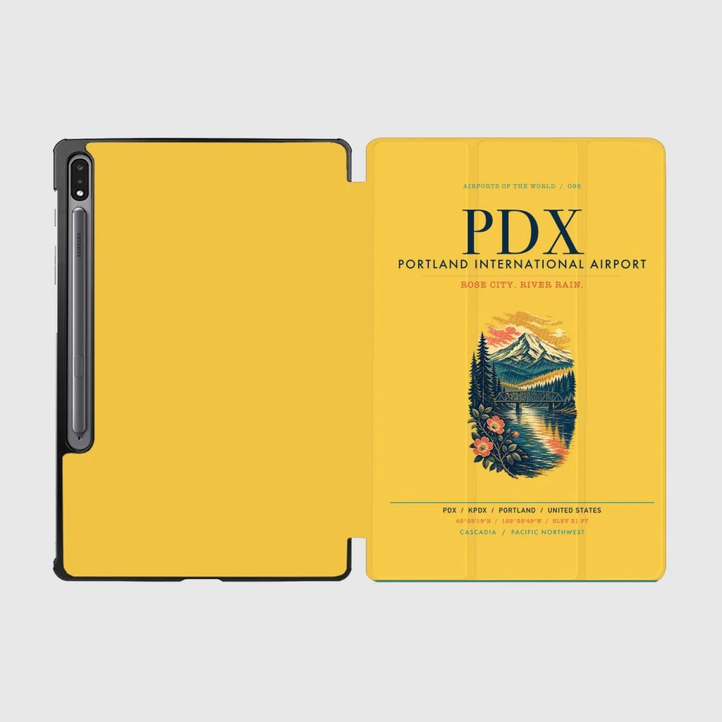 Portland International Airport (PDX) design on yellow samsung tablet tablet case