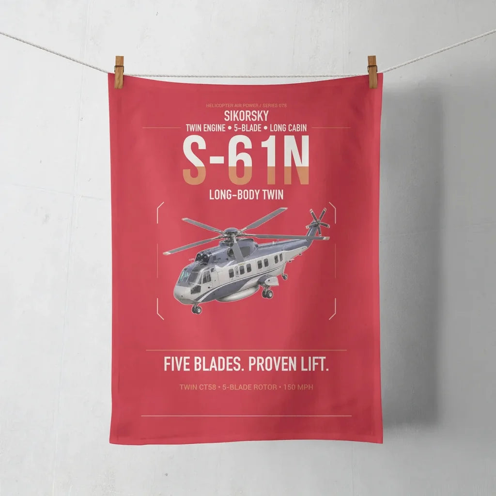 Sikorsky S-61N design on red towel