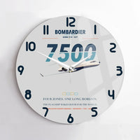 Thumbnail for Bombardier Global 7500 design on light gray no frame wall clock