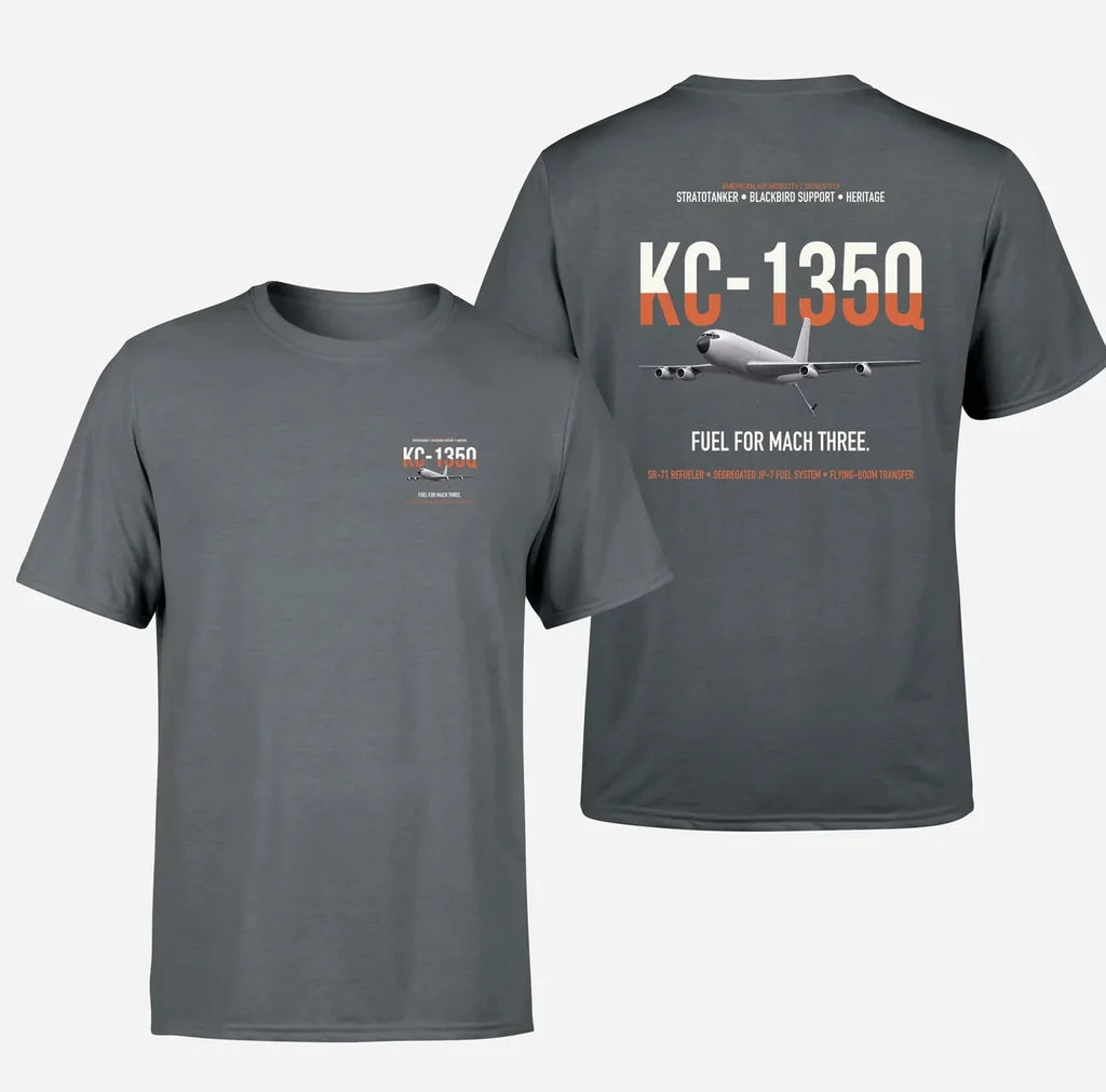 KC-135Q Blackbird Tanker design on gray double-side t-shirt, double-side print