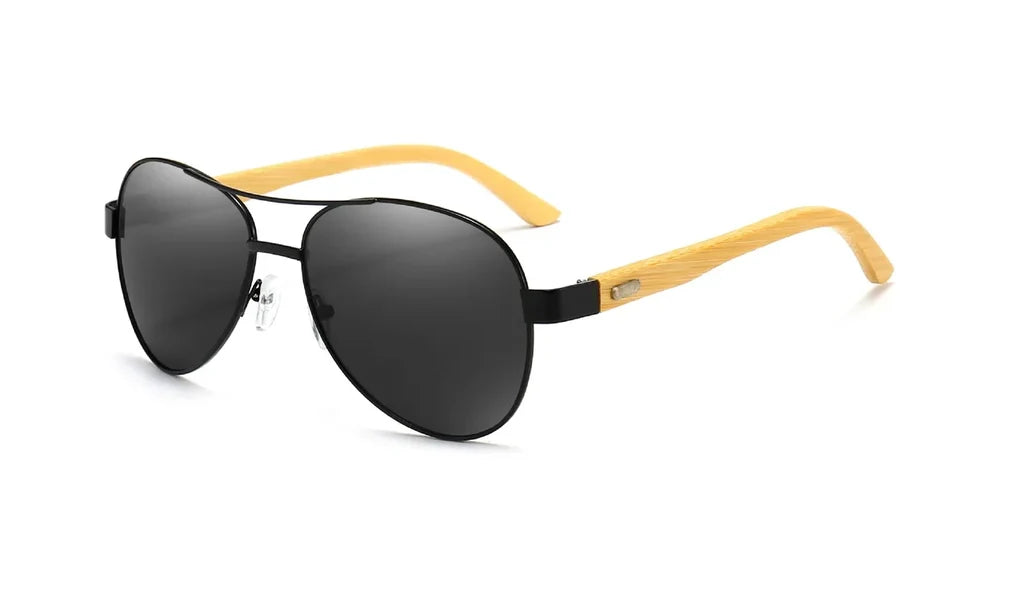 Pilot Polarized Bamboo leg Sunglasses - view 3