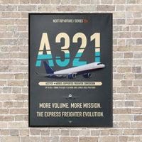 Thumbnail for Airbus A321P2F vertical canvas print - framed - gray background