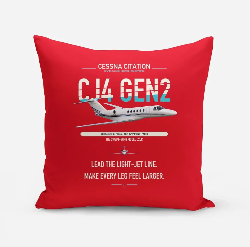 Cessna Citation CJ4 Gen2 design on red pillow