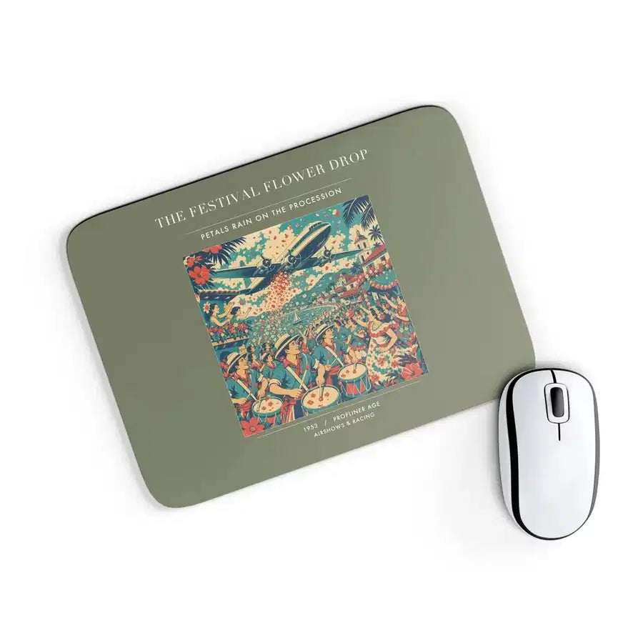VINTAGE G4406 - The Festival Flower Drop - Designed Mouse Pads design on greenarmy rectangle