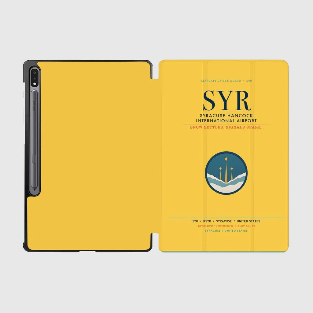 Syracuse Hancock International Airport (SYR) design on yellow samsung tablet tablet case