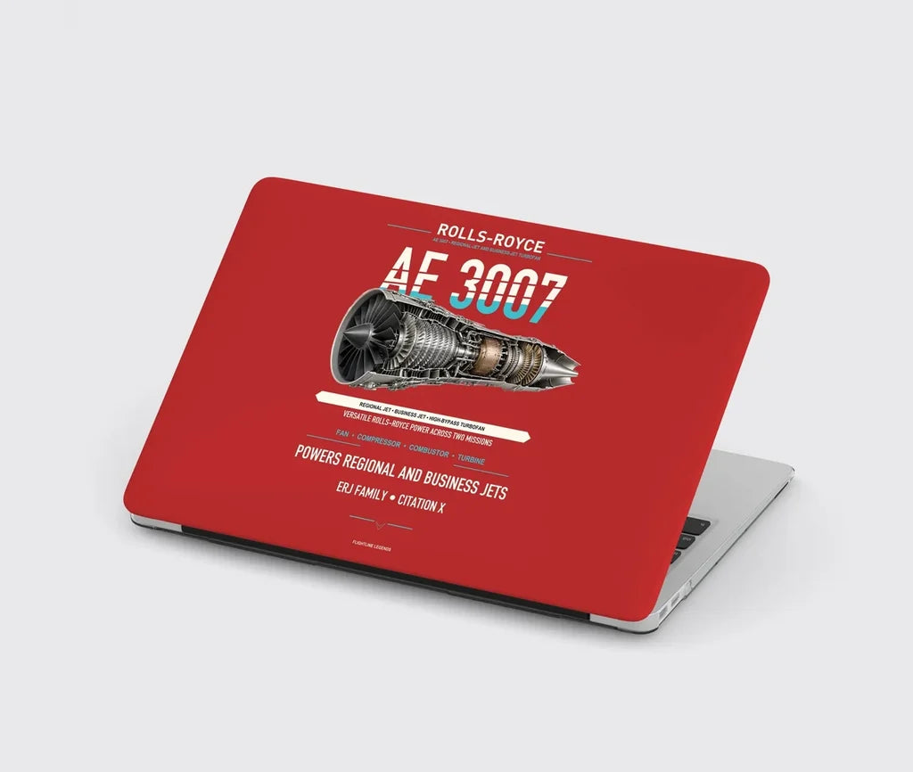 AE 3007 design on red MacBook case
