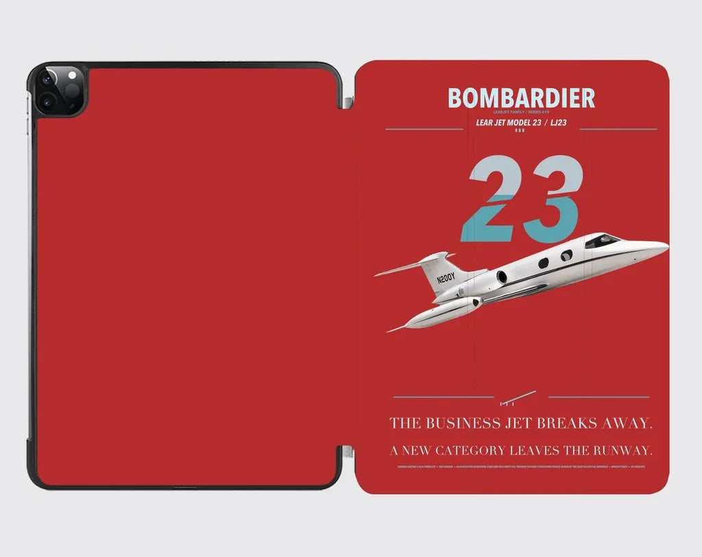 Bombardier Learjet 23 design on red ipad tablet case