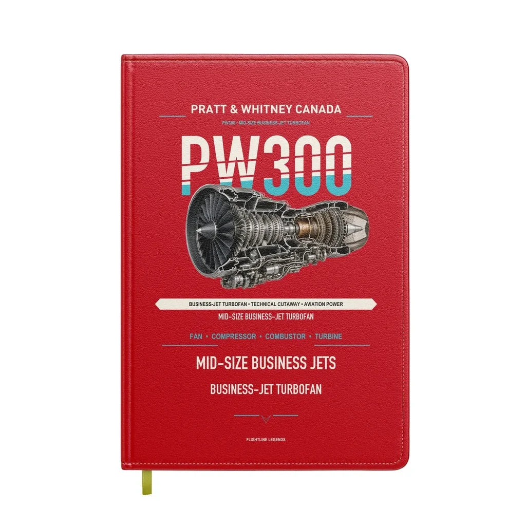 PW300 design on red notebook
