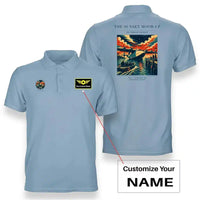 Thumbnail for VINTAGE G4277 - The Sunset Moor-Up - Double-Side Polo T-Shirt design on lightblue+name