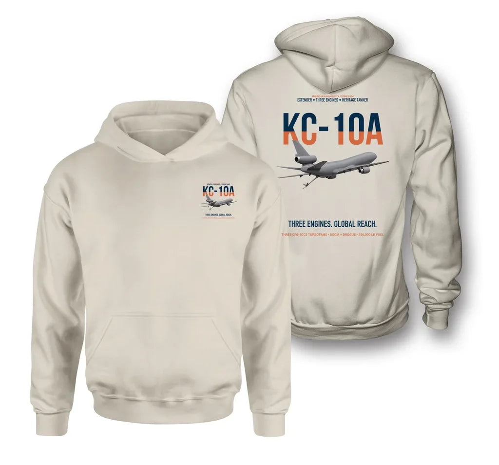 KC-10A EXTENDER design on khaki double-side hoodie, double-side print