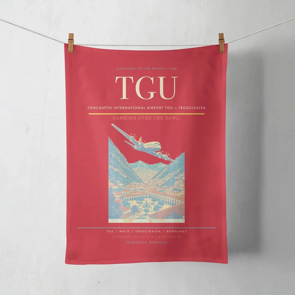 Toncontín International Airport (TGU) design on red towel