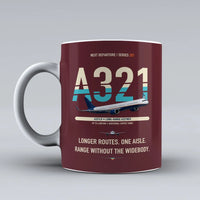 Thumbnail for A321LR Mug design on dark red airbus