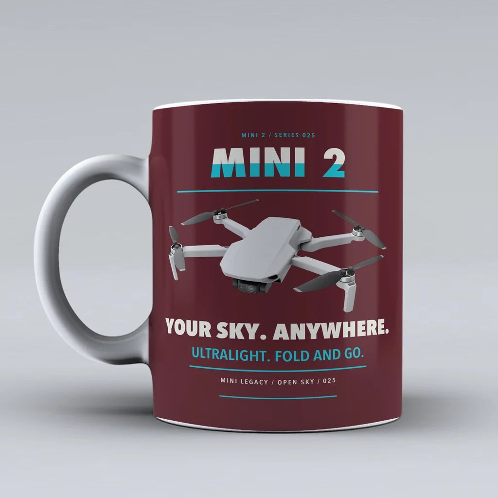 Mini 2 Mug design on dark red dji