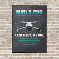 Thumbnail for DJI Mini 5 Pro vertical canvas print - framed - gray background