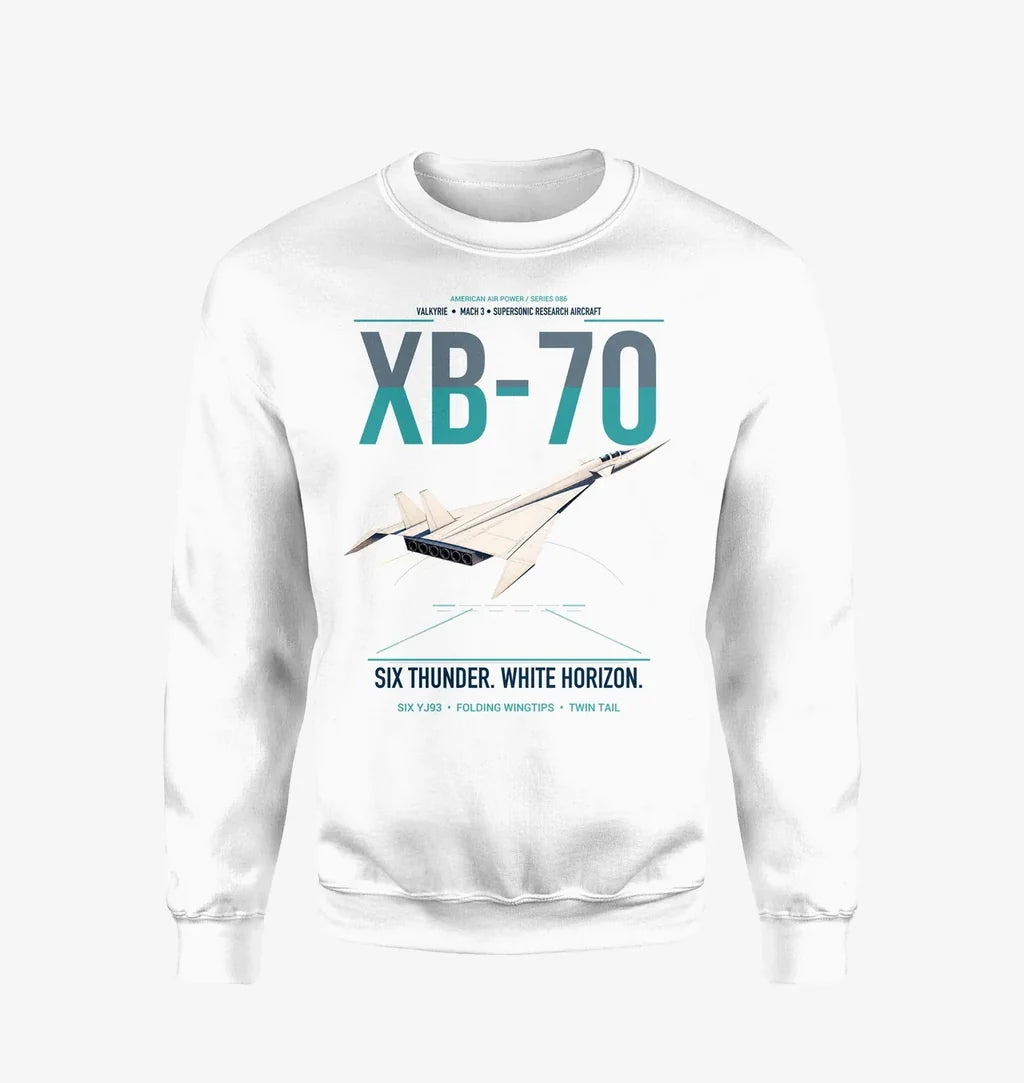 XB-70A Valkyrie design on white sweatshirt