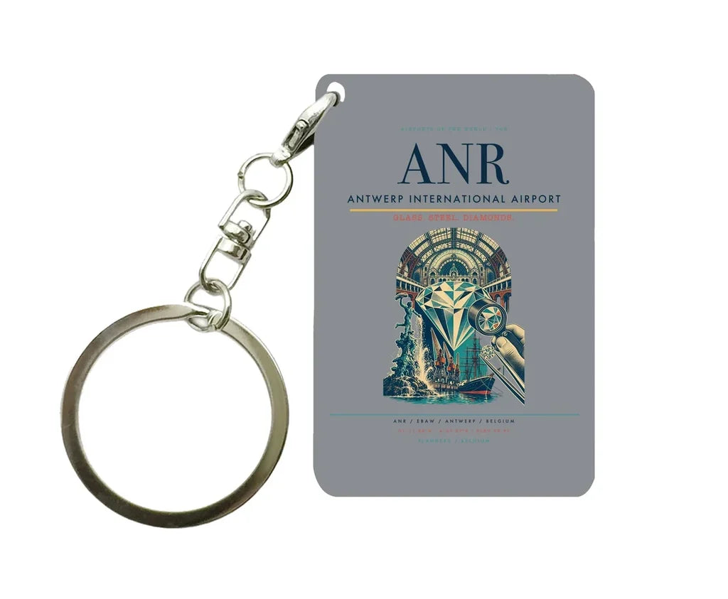 Antwerp International Airport (ANR) design on gray key chain
