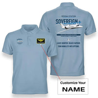 Thumbnail for Cessna Citation Sovereign+ design on light blue+name double-side polo t-shirt, double-side print