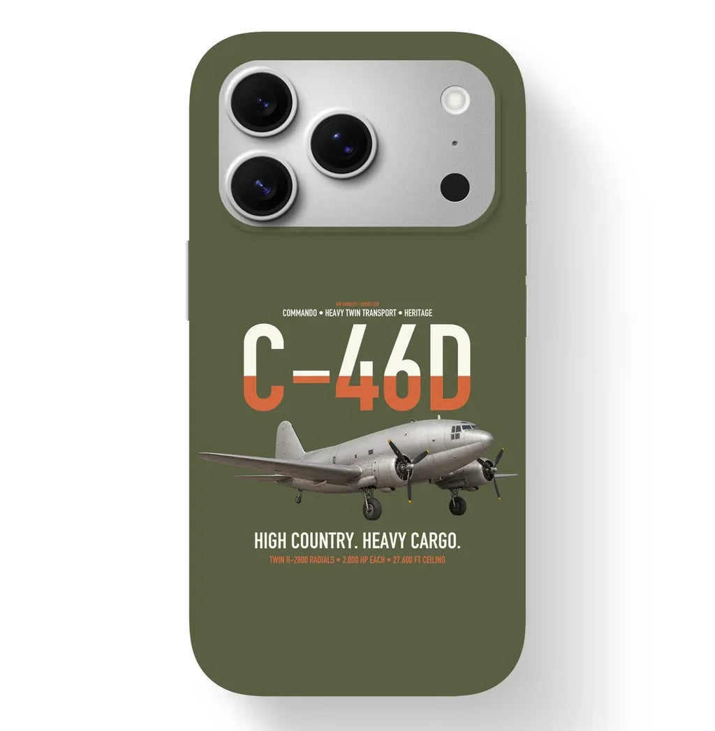 C-46D Commando design on green army magsafe iphone case, for iPhone 17 Pro