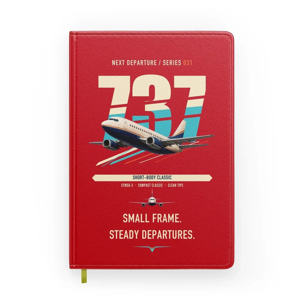 Boeing 737-500 Classic design on red notebook