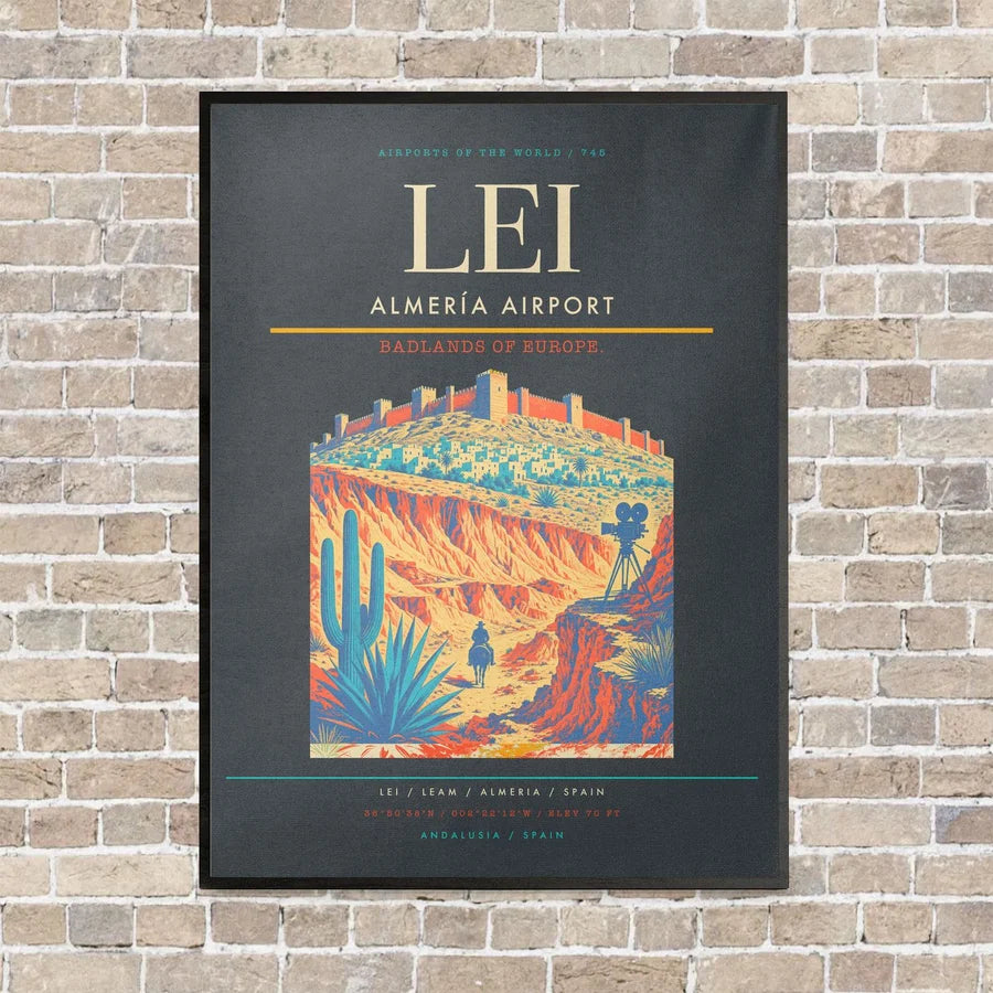Almería Airport LEI vertical canvas print - framed - gray background