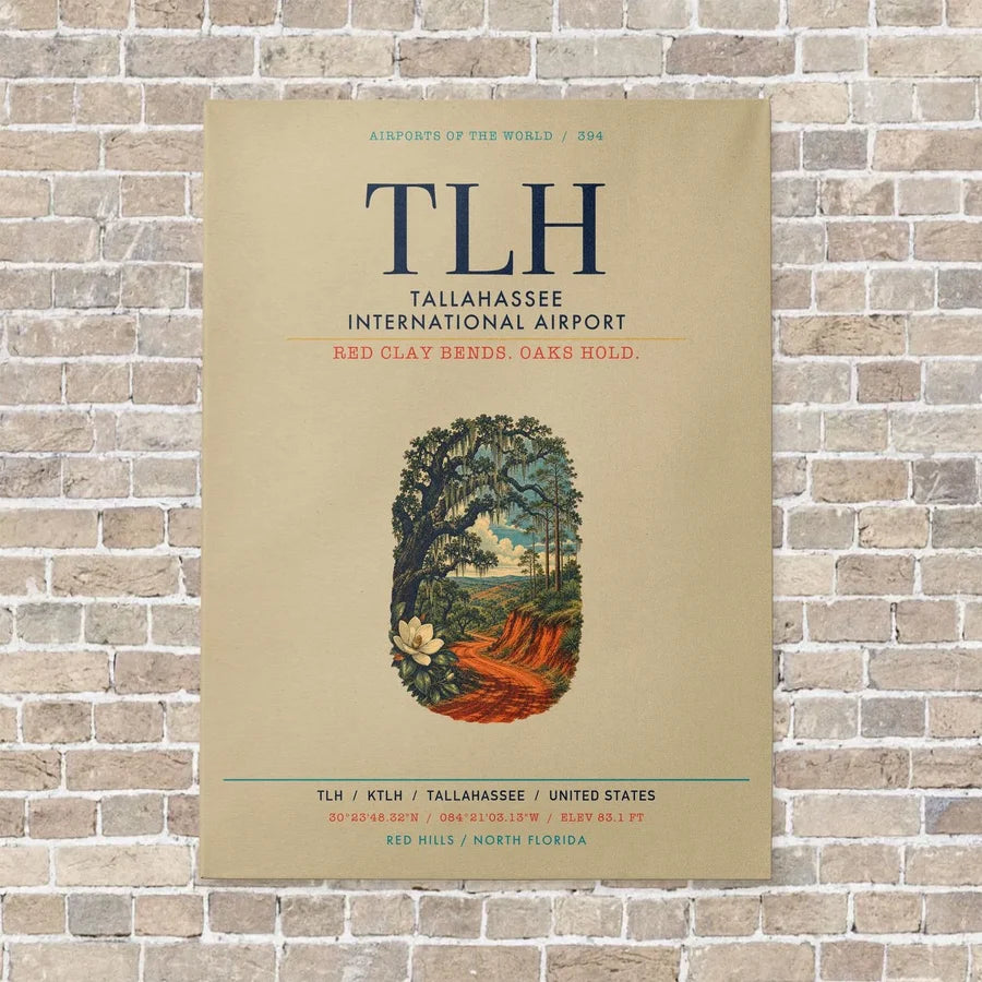 Tallahassee International Airport TLH vertical canvas print - no frame - beige background