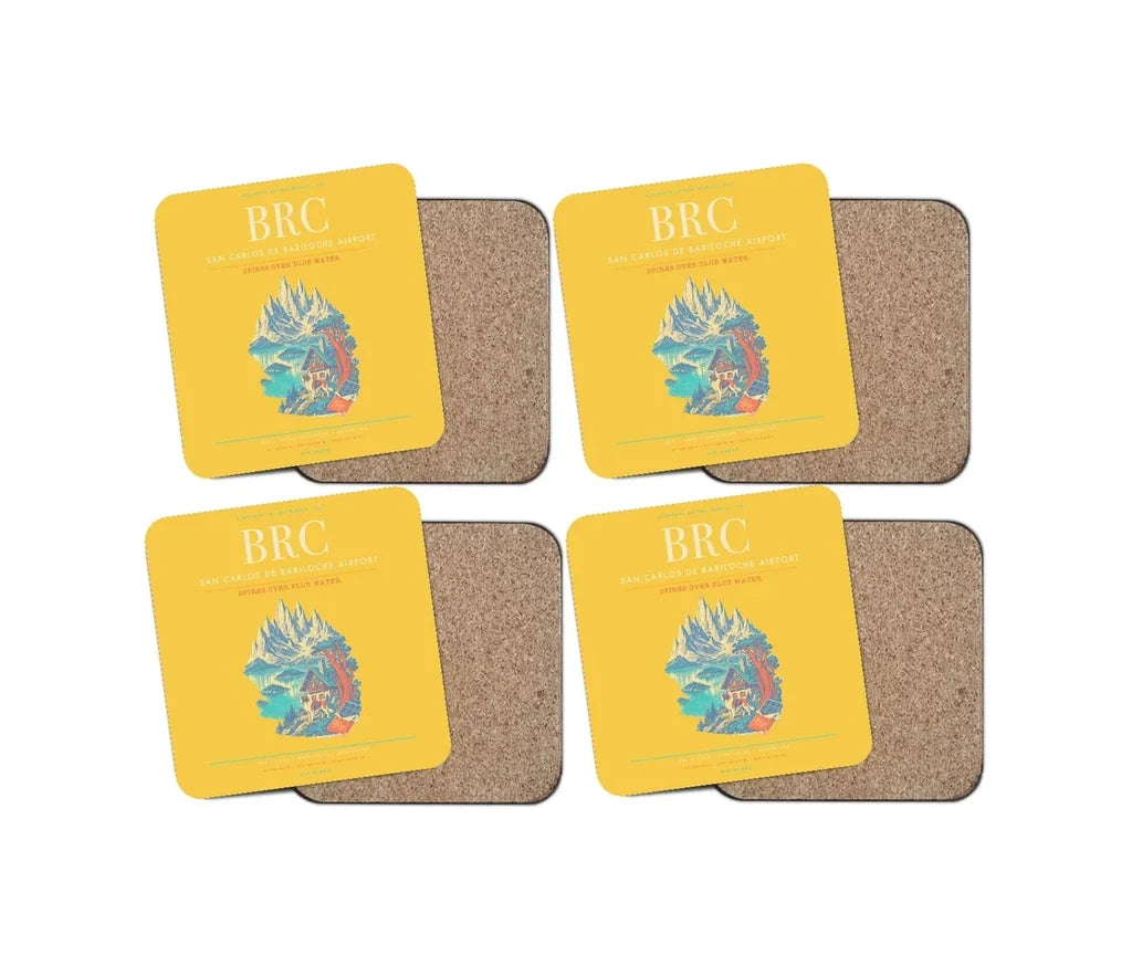 San Carlos de Bariloche Airport BRC Coaster 4-Pieces-Set - Yellow