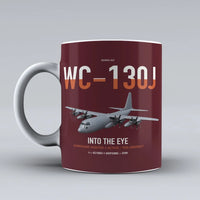 Thumbnail for WC-130J Hurricane Hunter design on dark red ceramic mug, double-side print