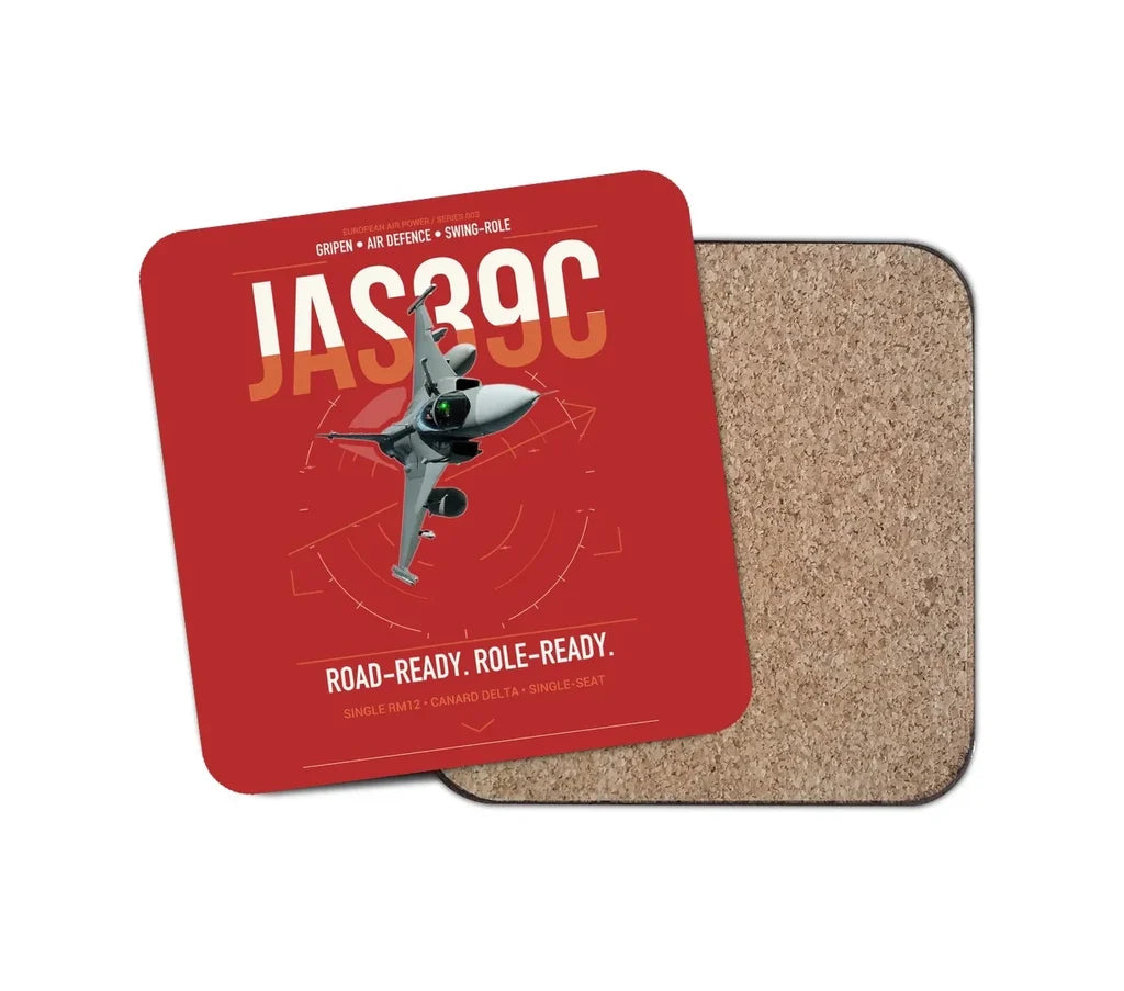 Saab JAS 39C Gripen design on red 1 piece coaster