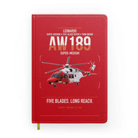Thumbnail for Leonardo AW189 design on red notebook