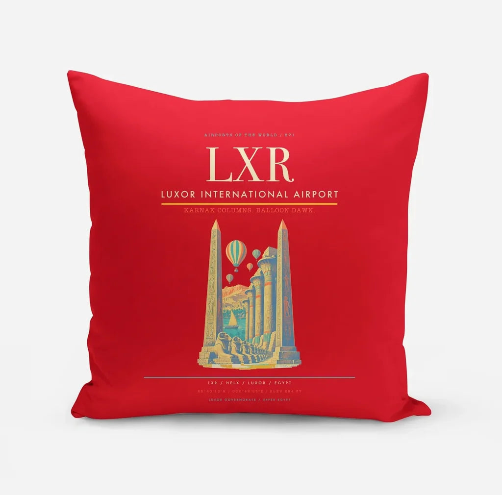 Luxor International Airport (LXR) design on red pillow
