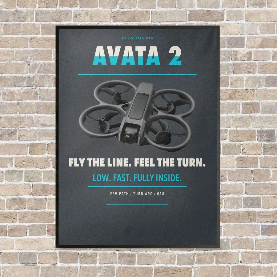 DJI Avata 2 vertical canvas print - framed - gray background