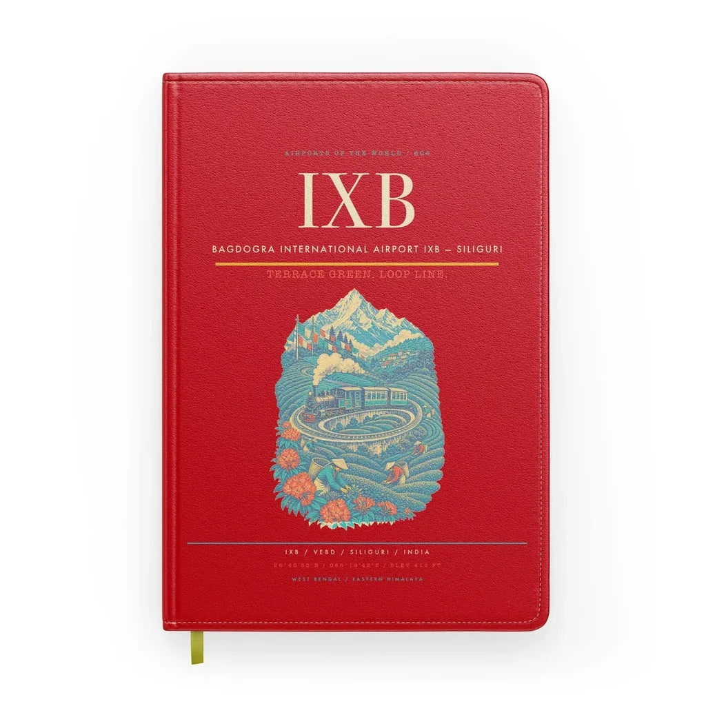 Bagdogra International Airport (IXB) design on red notebook