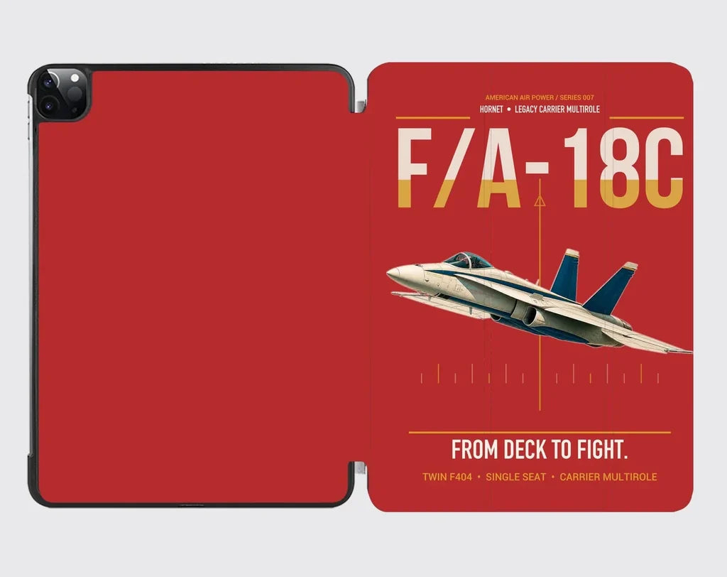 F-A-18C Hornet design on red ipad tablet case