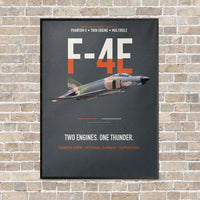 Thumbnail for F-4E Phantom II Two Engines One Thunder vertical canvas print - framed - gray background