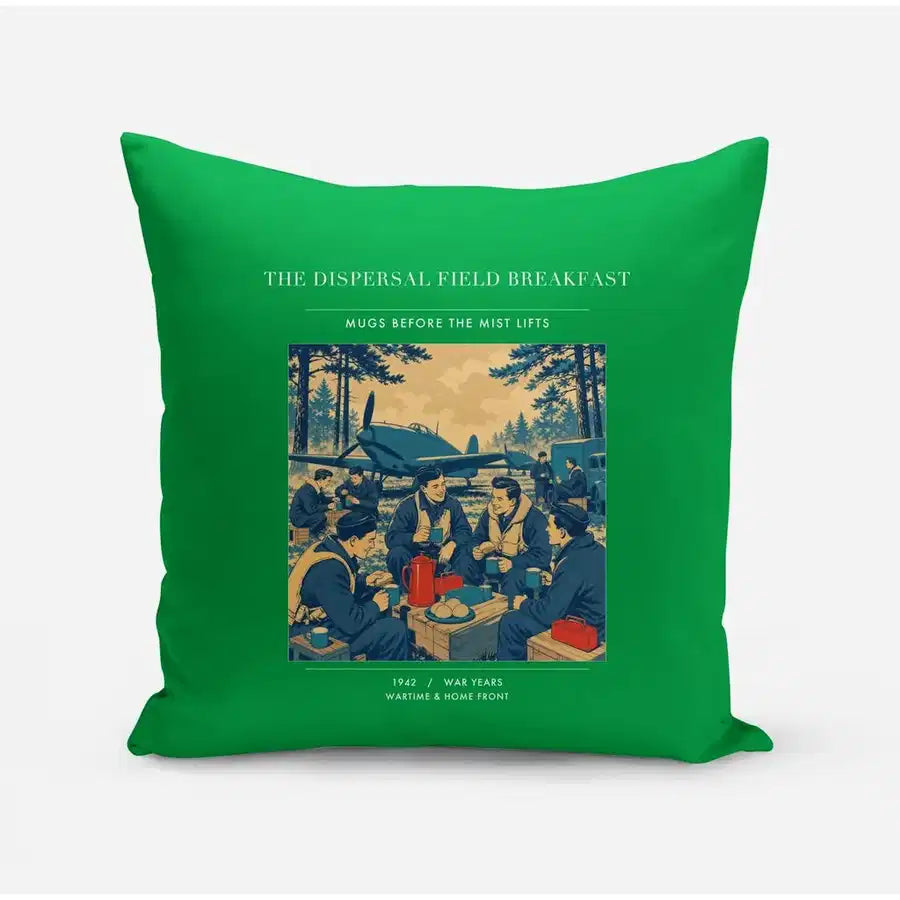 VINTAGE G4511 - The Dispersal Field Breakfast - Designed Pillows design on green