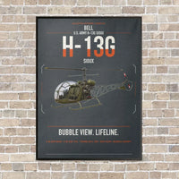 Thumbnail for Bell H-13G Sioux vertical canvas print - framed - gray background