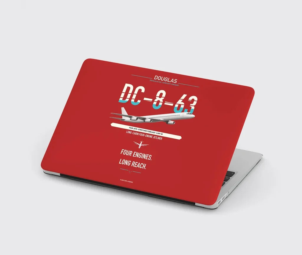 Douglas DC-8-63 design on red MacBook case