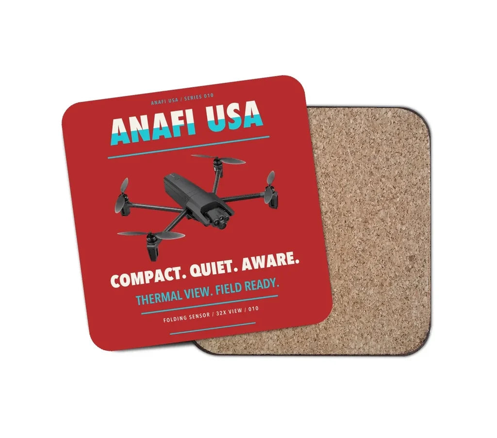 Parrot ANAFI USA design on red 1 piece coaster