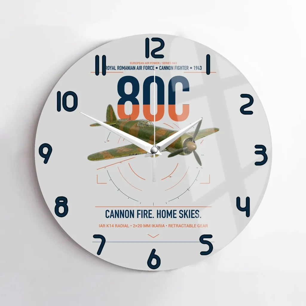 IAR 80C design on light gray no frame wall clock