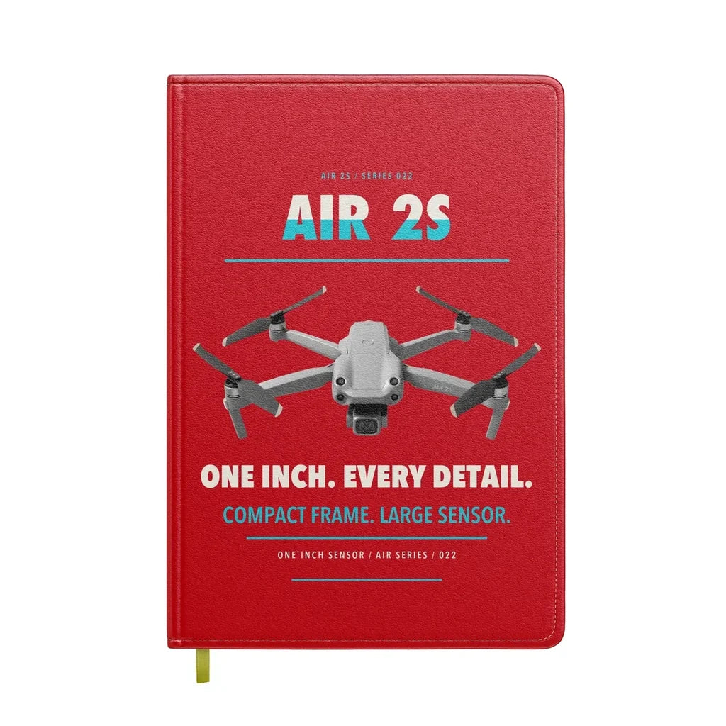 DJI Air 2S design on red notebook